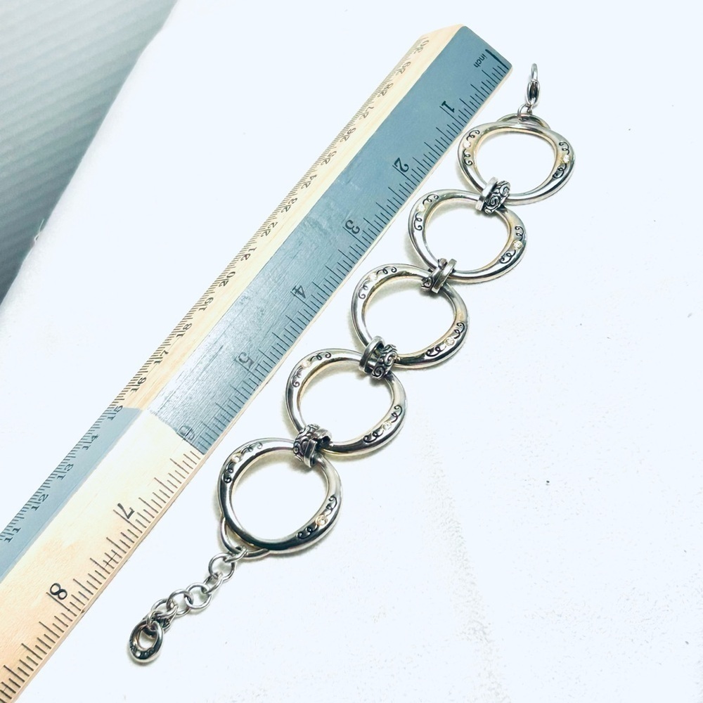 Brighton Covet Large Open Link Bracelet Silver Plated Faded Gold Tone Look 8" - Picture 11 of 12